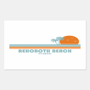 Sticker Rectangulaire Rehoboth Beach Delaware Sun Palm Trees