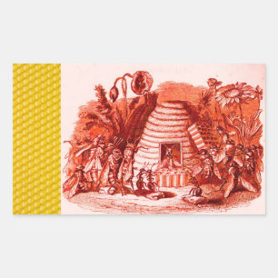 STICKER RECTANGULAIRE REINE DES HONEY BEES EN SKEP / BEEKEEPER