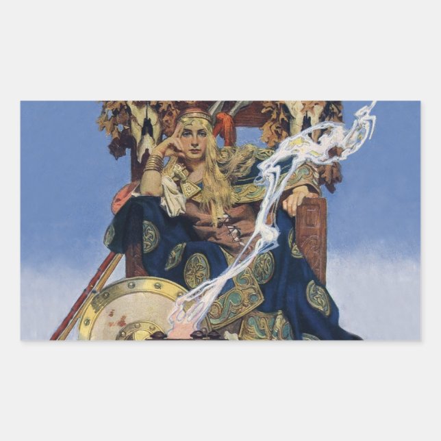 Sticker Rectangulaire Reine Maeve Princesse Guerrière Art Fantastique (Devant)