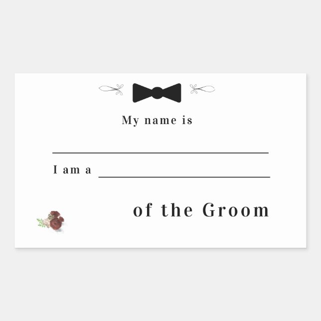 Sticker Rectangulaire Relation avec l'autocollant Mariage Groom (Devant)