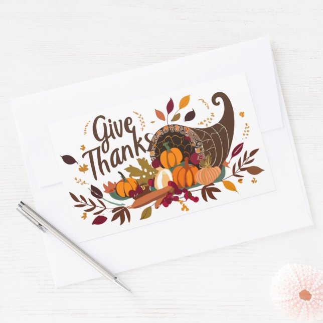 Sticker Rectangulaire Remerciements Autumn Foliing (Enveloppe)
