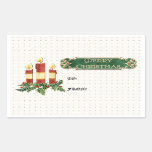 Sticker Rectangulaire Remous décoré d'or d'étoile d'arbre de Joyeux Noël