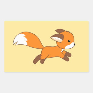 Sticker Rectangulaire Renard coureur mignon