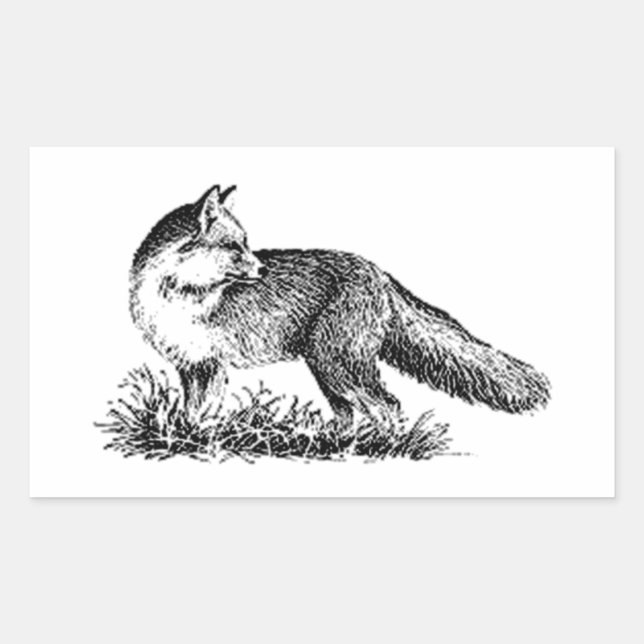 Sticker Rectangulaire Renard rouge (art en ligne) (Devant)