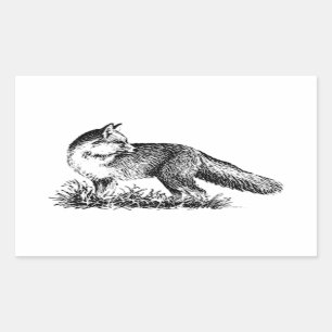 Sticker Rectangulaire Renard rouge (art en ligne)
