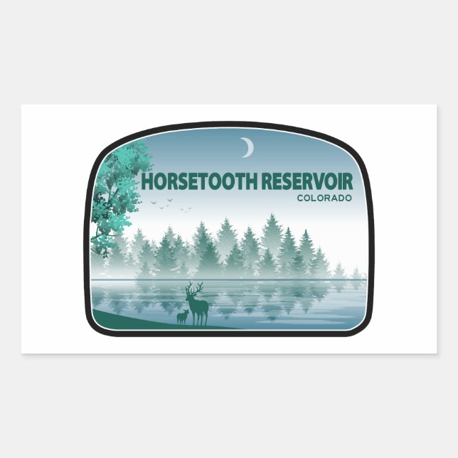Sticker Rectangulaire Réservoir Horsetooth Colorado Deer (Devant)
