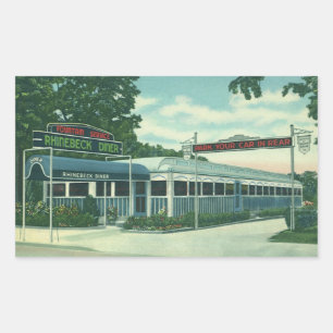 Sticker Rectangulaire Restaurant vintage, Retro Rhinebeck Roadside Diner