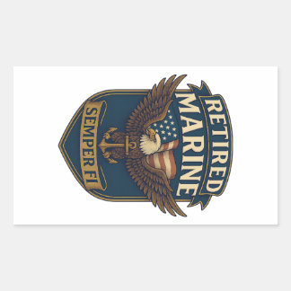 Sticker Rectangulaire Retired Semper Fi Marine over eagle & flag