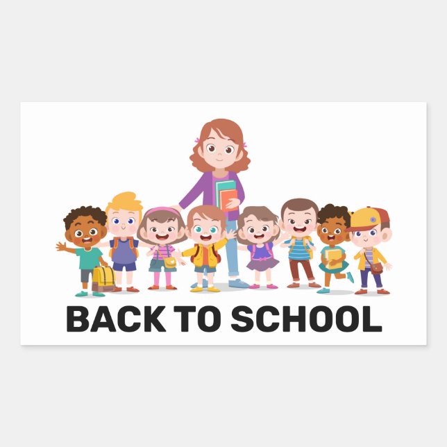 Sticker Rectangulaire Retour à l'école (Devant)