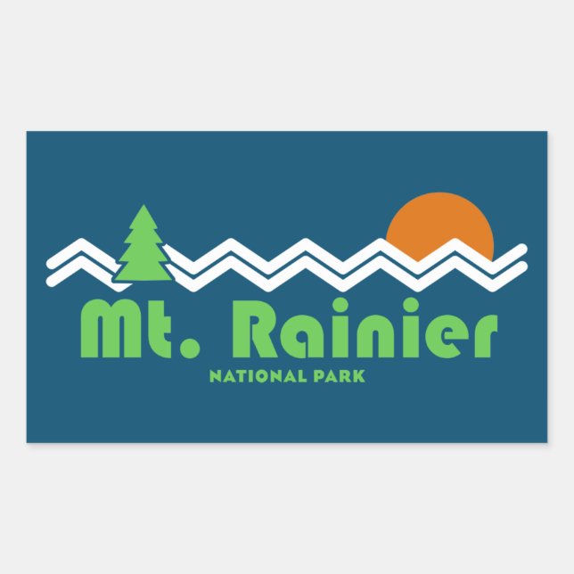 Sticker Rectangulaire Rétro du parc national du Mont-Rainier (Devant)