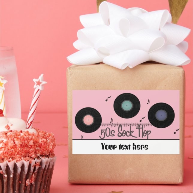 Sticker Rectangulaire Retro Fifties sock hop party personnalisable autoc (Fête)