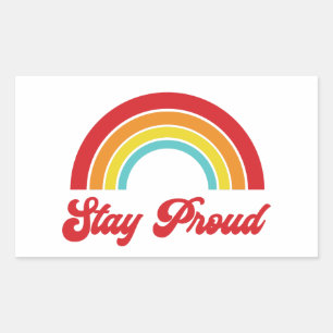 Sticker Rectangulaire Retro Restez fier Gay pride arc-en-ciel