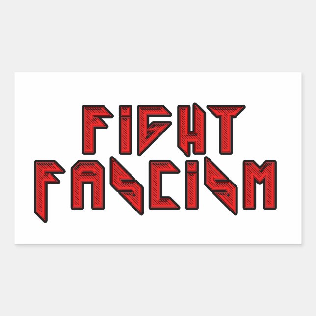Sticker Rectangulaire Retro Rocker - Combattre le fascisme (Devant)