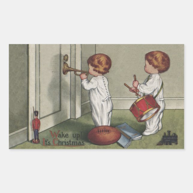 Sticker Rectangulaire Réveillez-vous son joli enfant de Noël (Devant)