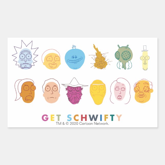 Sticker Rectangulaire RICK ET MORTY™ | Get Schwifty (Devant)