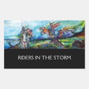 Sticker Rectangulaire RIDERS DANS LA TEMPÊTE Chevaliers Médiévaux Horseb