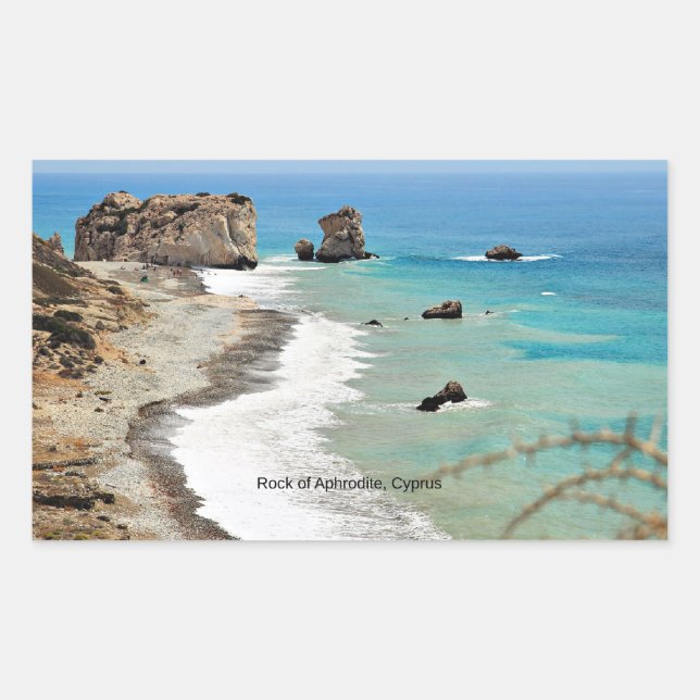 Sticker Rectangulaire Rocher d'Aphrodite, Chypre, (Devant)
