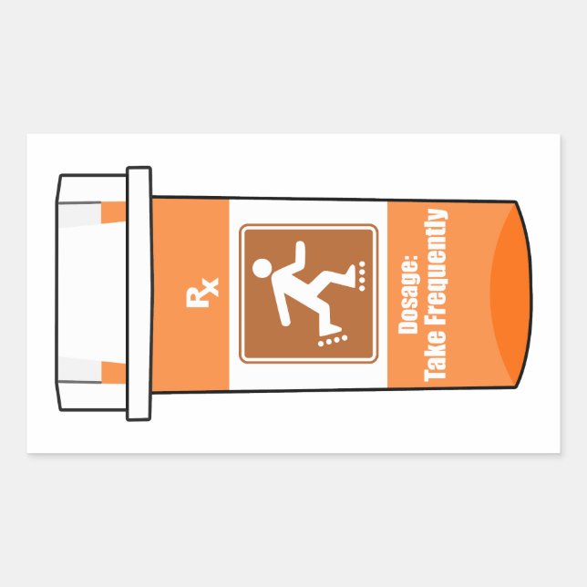 Sticker Rectangulaire Rollerblading Est Mon Médicament (Devant)