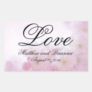 Sticker Rectangulaire Romantique Élégant rose Floral Love Mariage