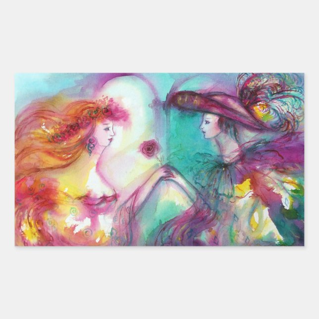 STICKER RECTANGULAIRE ROMÉO ET JULIET / PARKLES BLEU OR RECTANGULAIRE (Devant)