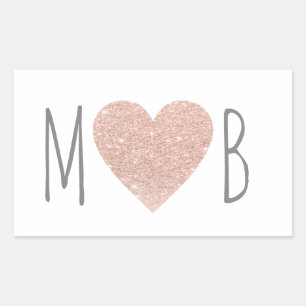 Sticker Rectangulaire rose amour coeur mariée & marié mariage romantique