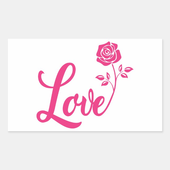Sticker Rectangulaire Rose Beau amour Rose (Devant)