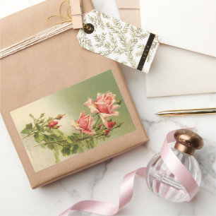 Sticker Rectangulaire Rose de jardin rose victorienne de la Saint-Valent