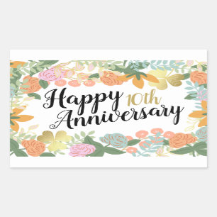 Sticker Rectangulaire Rose de printemps Floral Clover Joyeux N'Importe Q