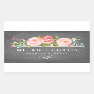 Sticker Rectangulaire Rose Garden Floral Chalkboard Business