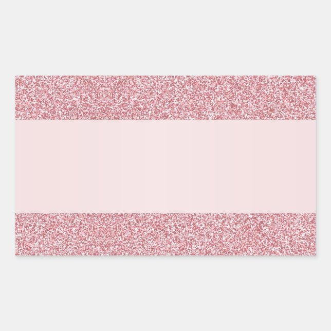 Sticker Rectangulaire Rose Gold Parties scintillant Effet Ajouter votre  (Devant)