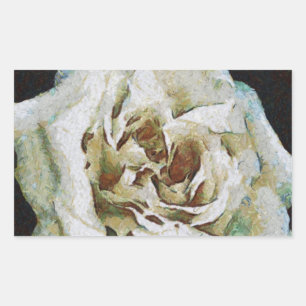 Sticker Rectangulaire Rose impressionniste isolé sur noir