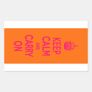 Sticker Rectangulaire Rose Orange Gardez le calme et continuer