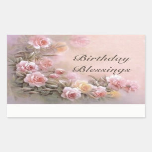 Sticker Rectangulaire Rose Rose floral Bouquet Lavande
