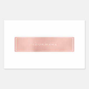 Sticker Rectangulaire Rose Rose Or Poudre métallique rectangulaire blanc