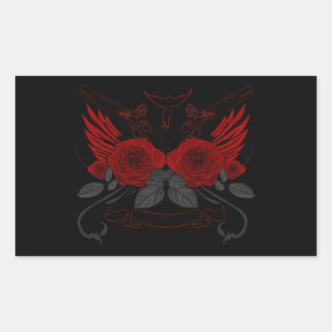 Sticker Rectangulaire Roses rouges