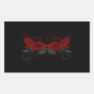 Sticker Rectangulaire Roses rouges