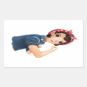 Sticker Rectangulaire rosie les femmes de rivoir nous pouvons le faire !