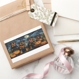 Sticker Rectangulaire Rottweiler Halloween Éffrayant