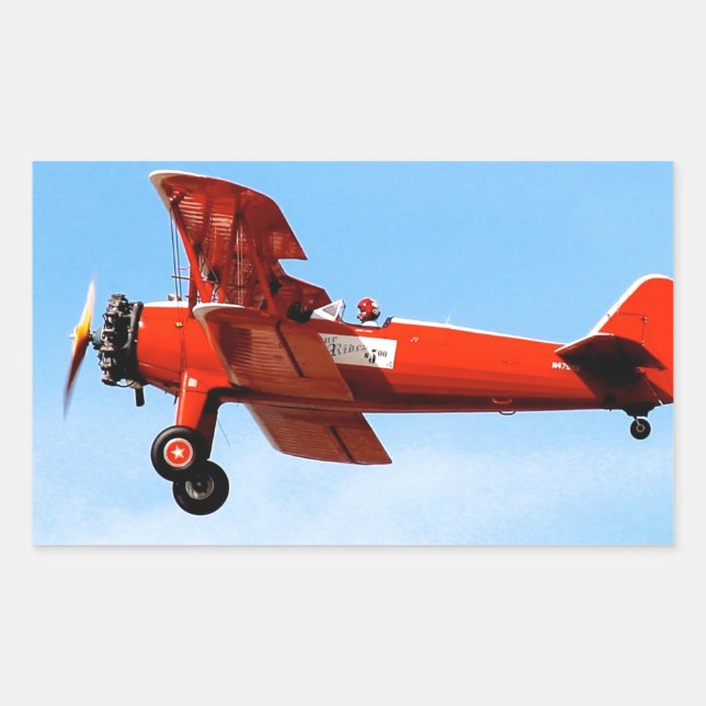 Sticker Rectangulaire Rouge Baron Bi Plane (Devant)