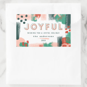 Sticker Rectangulaire Rouge graphique abstrait moderne, rose + joyeux