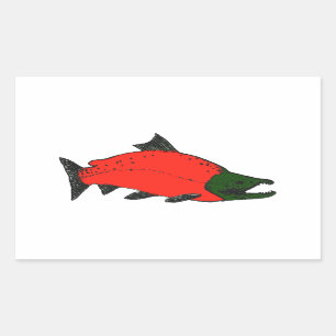 Sticker Rectangulaire Rouge - Sockeye Saumon Art