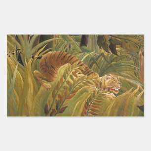 Sticker Rectangulaire Rousseau Jungle Tropical Tiger Art