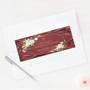 Sticker Rectangulaire Royal Bourgogne Fleurs blanches Brisée Or Christen