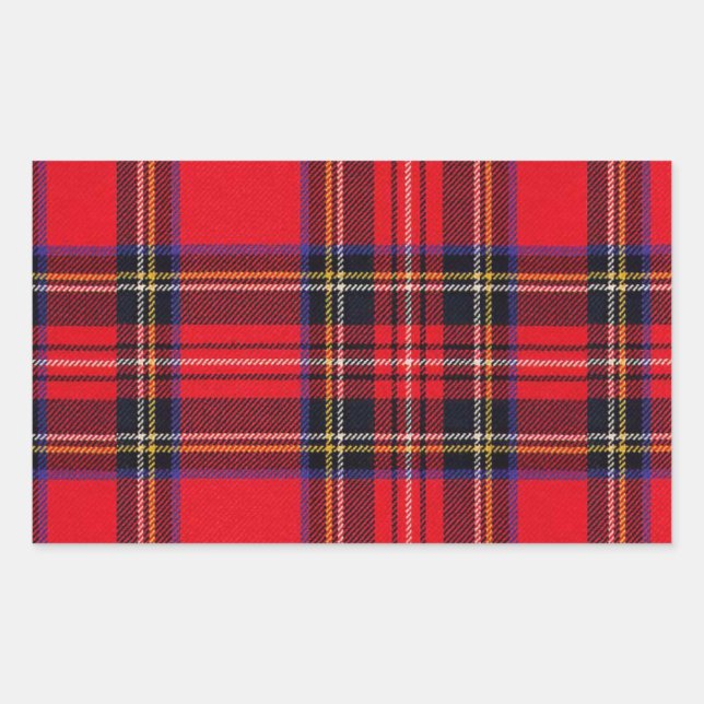 Sticker Rectangulaire Royal Stewart tartan rouge noir plaid (Devant)