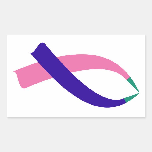 Sticker Rectangulaire Ruban de sensibilisation (Cancer du thyroïde) (Devant)