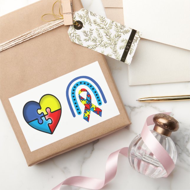 Sticker Rectangulaire Ruban sensibilisation sur l'autisme (Cadeaux)