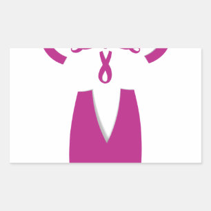 Sticker Rectangulaire Rubans rose Cancer du sein Sensibilisation Art Imp