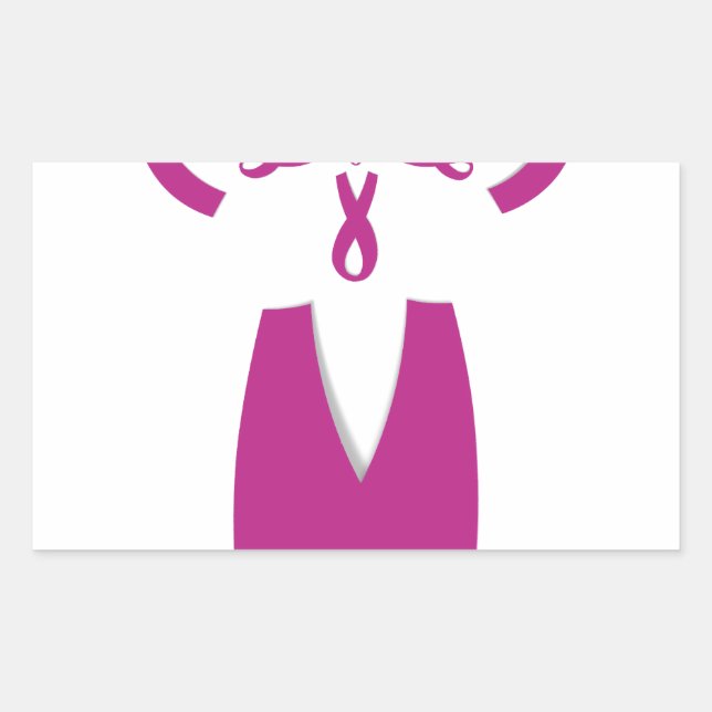 Sticker Rectangulaire Rubans rose Cancer du sein Sensibilisation Art Imp (Devant)