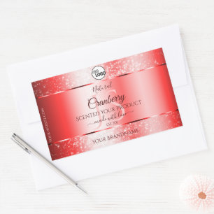 Sticker Rectangulaire Ruby Red Soft Parties scintillant Produit Étiquett