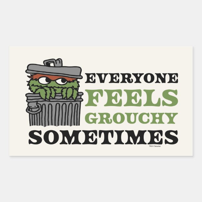 Sticker Rectangulaire Rue Sésame | Oscar le Grouch se sent Grouch (Devant)
